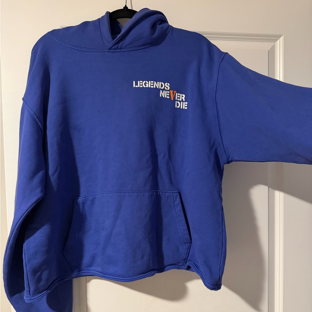 Blue Hoodie with Graphic Text